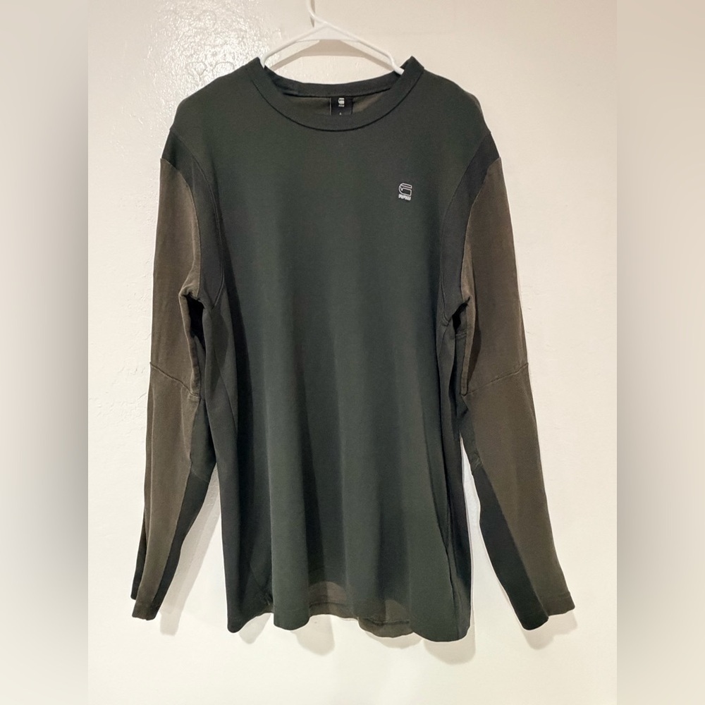 G-Star Raw Olive Green Long Sleeve Pullover Shirt Size L - Picture 2 of 7